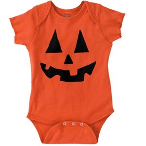 Cute Jack O' Lantern Pumpkin Face Baby Romper Boys or Girls Brisco Brands - 1 of 4