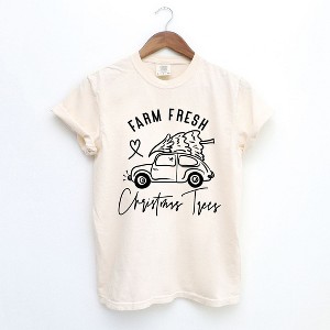 Simply Sage Market Women's Farm Fresh Trees Car Short Sleeve Garment Dyed Tee - 1 of 4