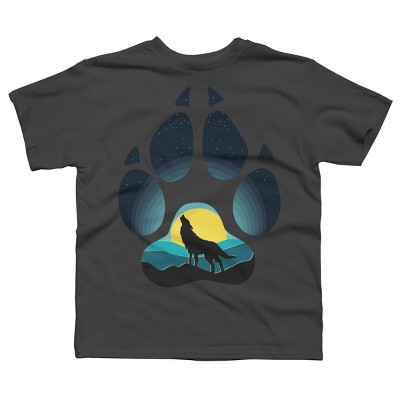 Boy's Design By Humans Wolf's paw. The wolf and the moon By ArtistDreams T-Shirt