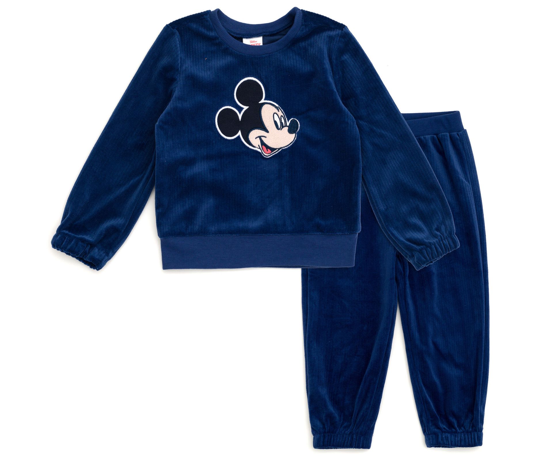 Disney Mickey Mouse Toddler Boys Velour Sweatshirt and Jogger Pants Outfit Set Navy Blue Mickey Mouse 3T