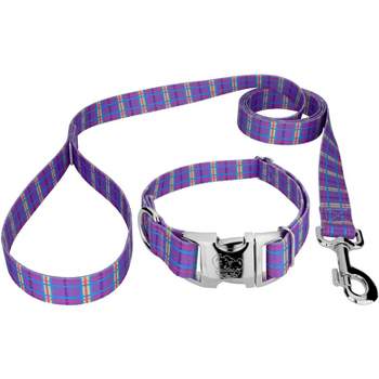 Country Brook Petz Premium Grape Plaid Dog Collar and Leash