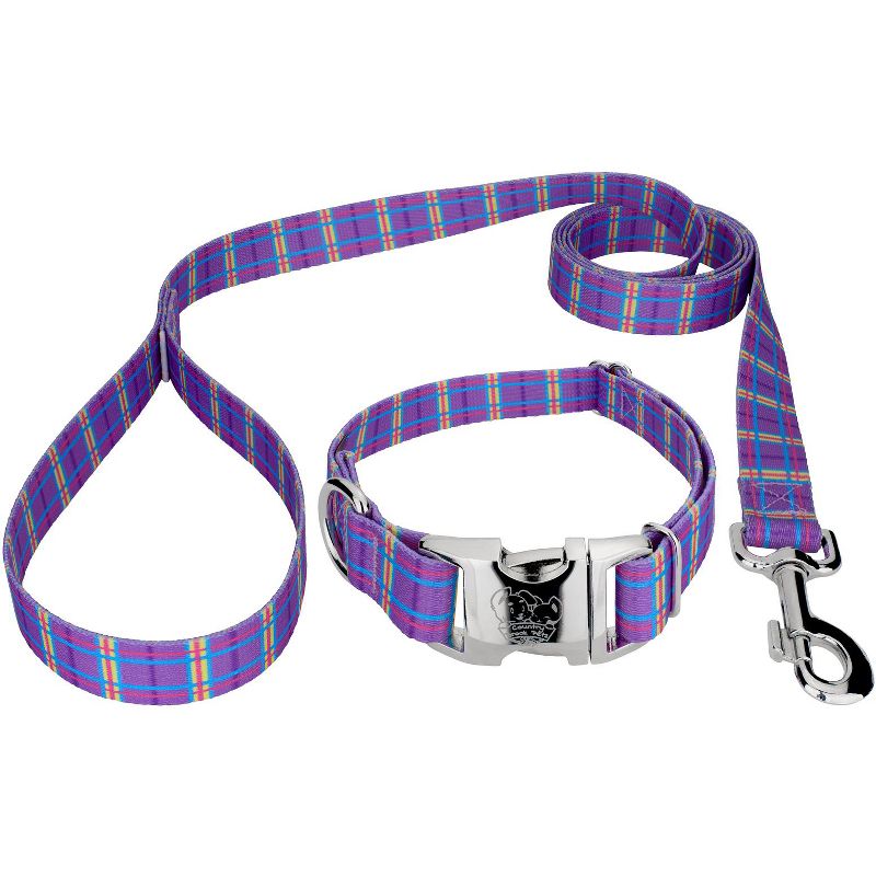 Country Brook Petz Premium Grape Plaid Dog Collar and Leash, 1 of 7
