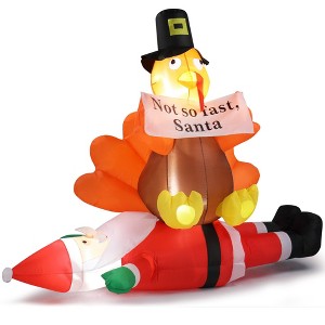 NAYSAYE Christmas Inflatable Holiday Decorations 4.9FT Turkey and Santa Claus Funny Display for Yard Party, Multicolor, 59.1"*26.8"*59.1" - 1 of 4