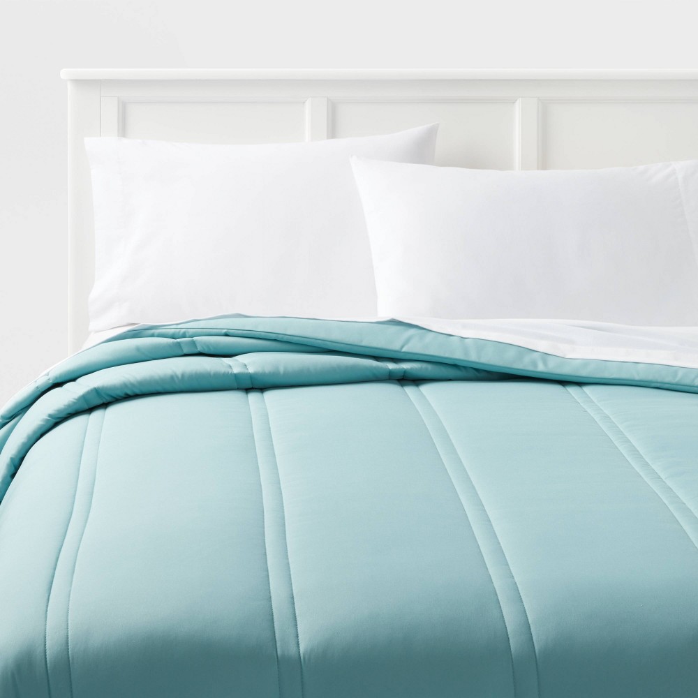 Photos - Duvet King Lofty Microfiber Comforter Turquoise Blue - Room Essentials™: Eco-Fri