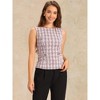 INSPIRE CHIC Women's Tweed Elegant Plaid Print Sleeveless Crew Neck Waist Buckle Back Zipper Top - 4 of 4