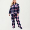 Anna-Kaci Lounge Women's PLus Size 2-Piece Set Plaid Flannel Pajamas with Button-Front Long Sleeve Top and Soft Relaxed Fit Pants - 3 of 4