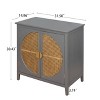 Crete Rattan Accent Storage Cabinet with 2 Rattan Doors,Semicircular Shape Doors Natural Storage Cabinet With 1 Adjustable Inner Shelves-Maison Boucle - 3 of 4