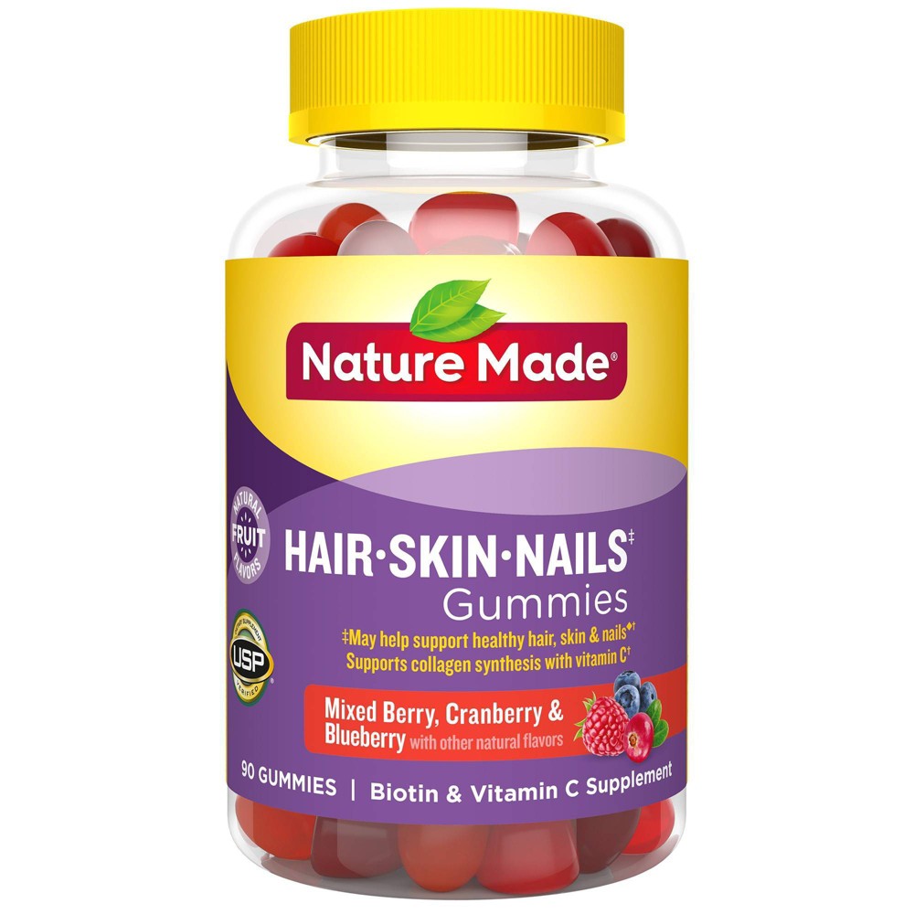 Nature Made Hair, Skin & Nails 2500 mcg Gummies, 90 Count for Supporting Healthy Hair, Skin and Nails(EXPIRED DEC 2023)