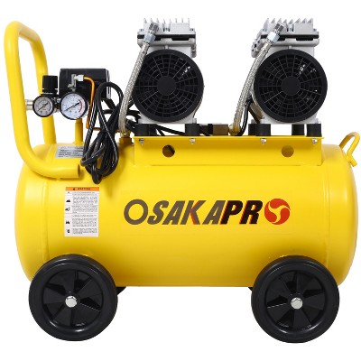 HANPURE 2.5 HP Silent 13 Gallon Oil-Free Electric Air Compressor, Portable & Lightweight, 70 dBA, Auto Drain Valve, Yellow
