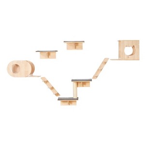 VEVOR Wall Mounted Cat Shelves, Cat Wall Shelves and Perches with Jumping Boards,  Cat Beds, Hammocks & Cat Tree, Cat Furniture, Brown - 1 of 4