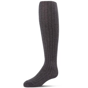 Memoi Girl's Ribbed Cotton Blend Tights Black Avg - 1 of 2