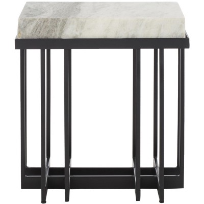 Gustaf Rectangle Accent Table - Sand Brown Marble/Black - Safavieh