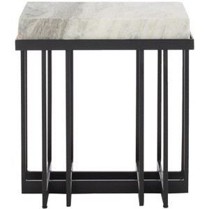 Gustaf Rectangle Accent Table - Sand Brown Marble/Black - Safavieh - 1 of 4