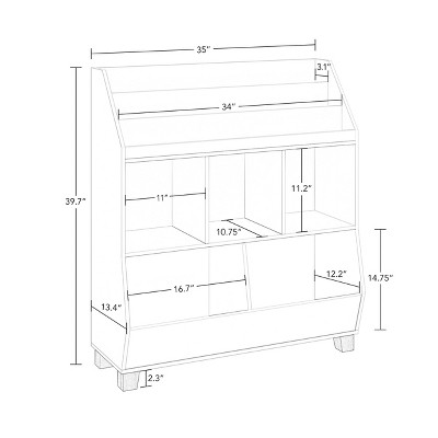 White Wooden Kids Toy Organizer with Cubby Storage
