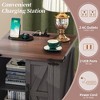 NicBex Mobile End Table with Lockable Wheels, Fluted Glass Side Tables Living Room, Narrow Coffee Table, Modern Nightstand with Golden Round Rod - 2 of 4