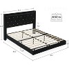 Full Size Bed Frame with Headboard and LED Lights, Black Floating Bed Frame with Wooden Slats Support, Fully Upholstered Mattress Foundation, Black - 2 of 4
