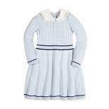 Hope & Henry Girls' Long Sleeve Cable Knit Peter Pan Collar Sweater Dress, Kids