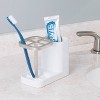 iDESIGN Sedona Dental Center Satin White/Nickel: Ceramic Hand Wash Organizer for Bathroom Countertop - 4 of 4