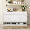 Ridstar 59.1 in. W Multifunctional Storage Sideboard with 3 Drawers, 4 Doors, Adjustable Shelves & Open Storage-White - 4 of 4