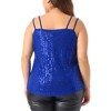 Agnes Orinda Women's Plus Size Sequin Metallic Sparkle Sleeveless Spaghetti Strap Party Prom Camisole - 4 of 4