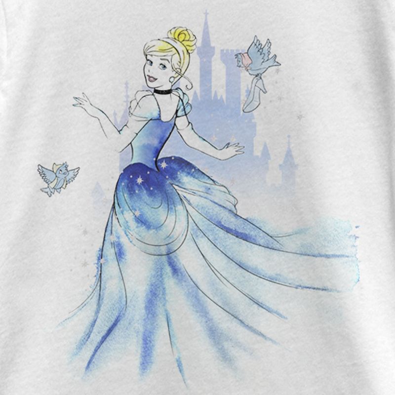 Girl's Cinderella Watercolor Dress T-Shirt, 2 of 5