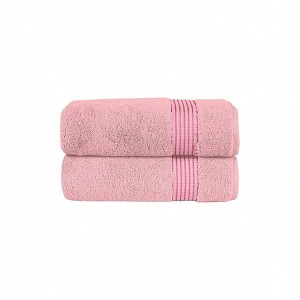 Cotton 2 Pack Bath Towel Set - 27x54 Inch, Luxurious Hotel Spa Quality, Highly Absorbent, Soft Dusty Rose Towels - 1 of 4