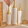 Gulches Floor Metal Vases Decorated White Metal vases Set of 3 gorgeous home decoration large glazed metal vases 24in/28.7in/33.5in height - 4 of 4
