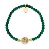 Chisel Stainless Steel Polished Yellow IP-plated Tree of Life 4mm Green Jade Beaded Stretch Bracelet - 3 of 4