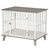 Wooden Dog Crate Furniture with Cushion,Indoor Pet Kennel End Table with Lockable Door,Ventilated Puppy Cage for Medium Dogs-LAOTIES - 4 of 4