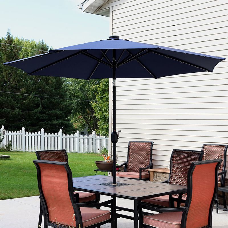 Sunnydaze Outdoor Aluminum Pool Patio Umbrella with Solar LED Lights, Tilt, and Crank - 9', 5 of 15