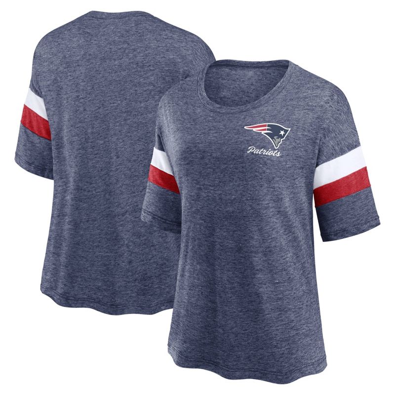 NFL New England Patriots Women&#39;s Weak Side Blitz Marled Left Chest Short Sleeve T-Shirt, 1 of 4