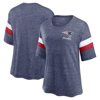 NFL New England Patriots Women's Weak Side Blitz Marled Left Chest Short Sleeve T-Shirt
