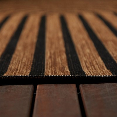 Sophia Black and Brown Geometric Flatweave Rug