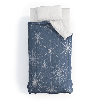 Deny Designs Jacqueline Maldonado Snowflakes Twilight Comforter Set Blue
