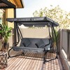 Outsunny 3 Seat Outdoor Free Standing Swing Bench Porch Swing with Stand, Comfortable Cushioned Fabric & Included Canopy - 3 of 4