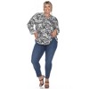 Womens Plus Pleated Long Sleeve Floral Print Blouse - White Mark - 4 of 4