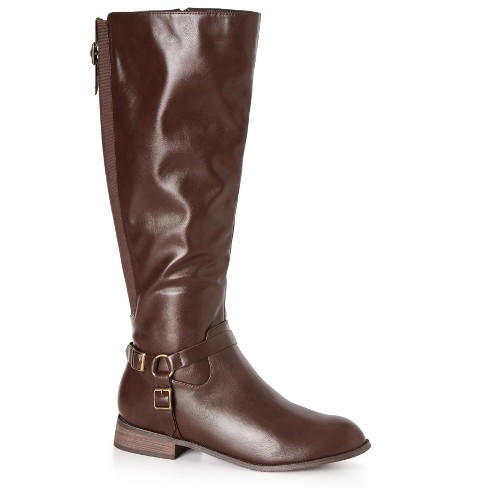 City Chic | Women's Wide Fit Allegra Knee Boot - Choc Brown - 11w : Target