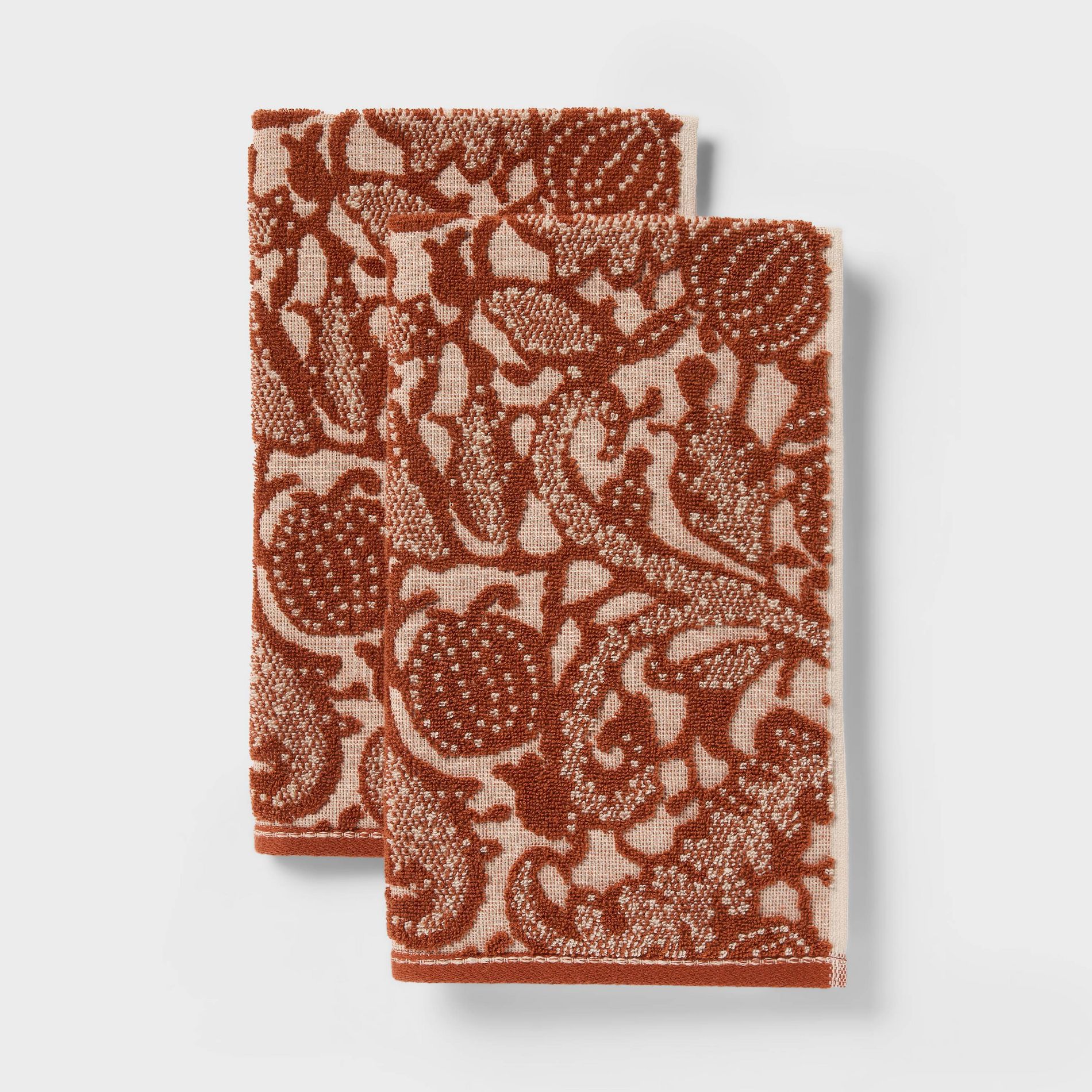 2pk Botanical Pumpkin Harvest Hand Towel Set Ivory/ Brown - Threshold™