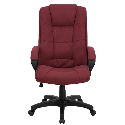 Burgundy Fabric High Back Swivel Executive Office Chair