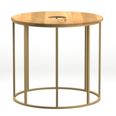 Syemin End Tables Orb Side End Table, Design Accent Table with Open Frame,  Modern Bedside Table Sofa Couch Table, Round Nighstand, Brown, 19"*19"*18"