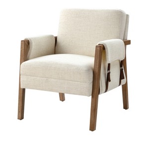 Josephine Mid-century Vegan leather Armchair with solid wood frame | HULALA HOME - 1 of 4