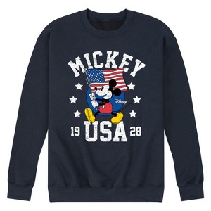Men's - Disney - Mickey Waving Flag USA Graphic Fleece Sweatshirt - 1 of 4