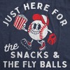 Mens Funny T Shirts Just Here for The Snacks and The Fly Balls Sarcastic Baseball Game Graphic Tee for Men - Crazy Dog Men's T Shirt for Baseball Fan - 2 of 4