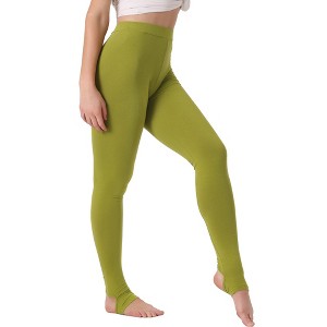 INSPIRE CHIC Women's Elastic Waistband Soft Gym Yoga Cotton Stirrup Pants Leggings - 1 of 4