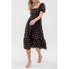 August Sky Women's Polka Dot Puff Sleeve Pleated Front Midi Dress - 3 of 4