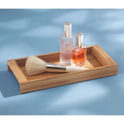 Natural Bamboo Rectangular Vanity Storage Tray Organizer