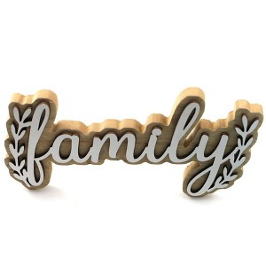 Wooden Home Family Decorative Sign, English Letter Hanging Sign Ornament House Sign Plaque for Wedding Christmas Birthday Gift ，Family - 1 of 4