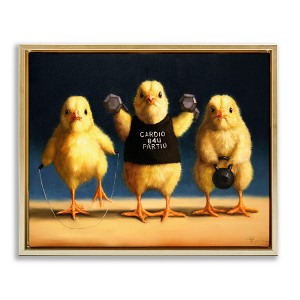 Stupell Industries Funny Exercise Workout Chicks Animals Floating Frame Canvas Art - 1 of 4