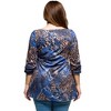 24seven Comfort Apparel Plus Size Three Quarter Sleeve Tunic Top Blue Animal Print - 3 of 3