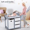Wooden Baby Changing Table with Laundry Hamper, Modern Diaper Station Dresser with 3 Drawer Storage Organizer for Baby Clothes Diapers Toys - 4 of 4